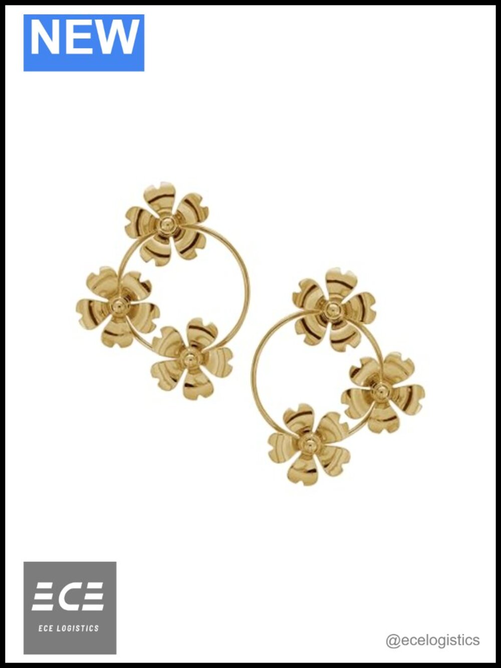Gold Plated Hoop Earrings Lightweight Alloy 2.52 In Everyday Gift